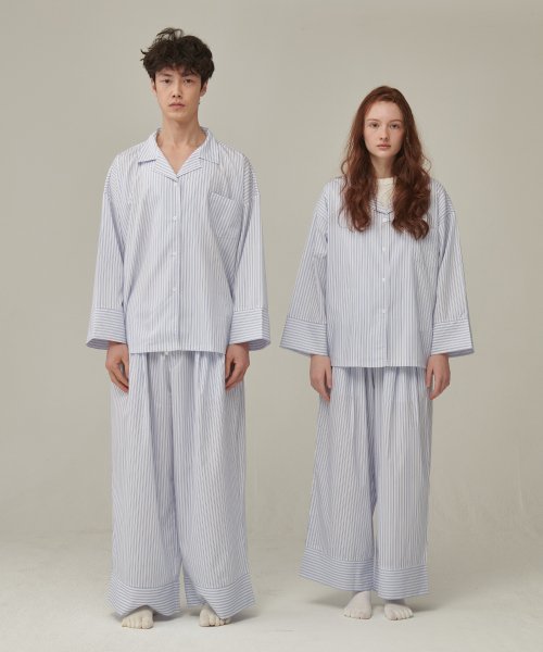 (uni) Dormitory Pencil Stripe Pajamas Blue