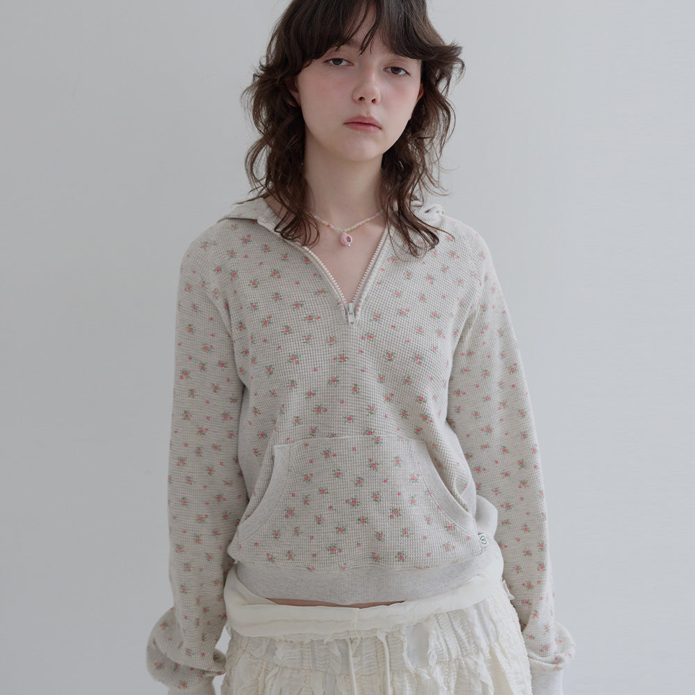 Bloom Waffle Half-Zip (melange grey)