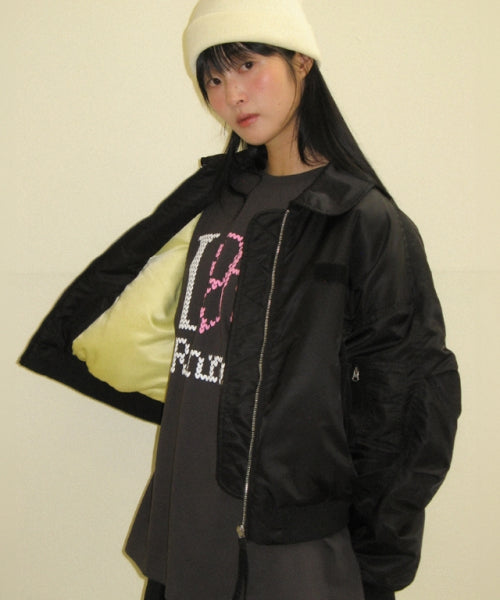 INNER POINTED BOMBER MA-1 JACKET BLACK