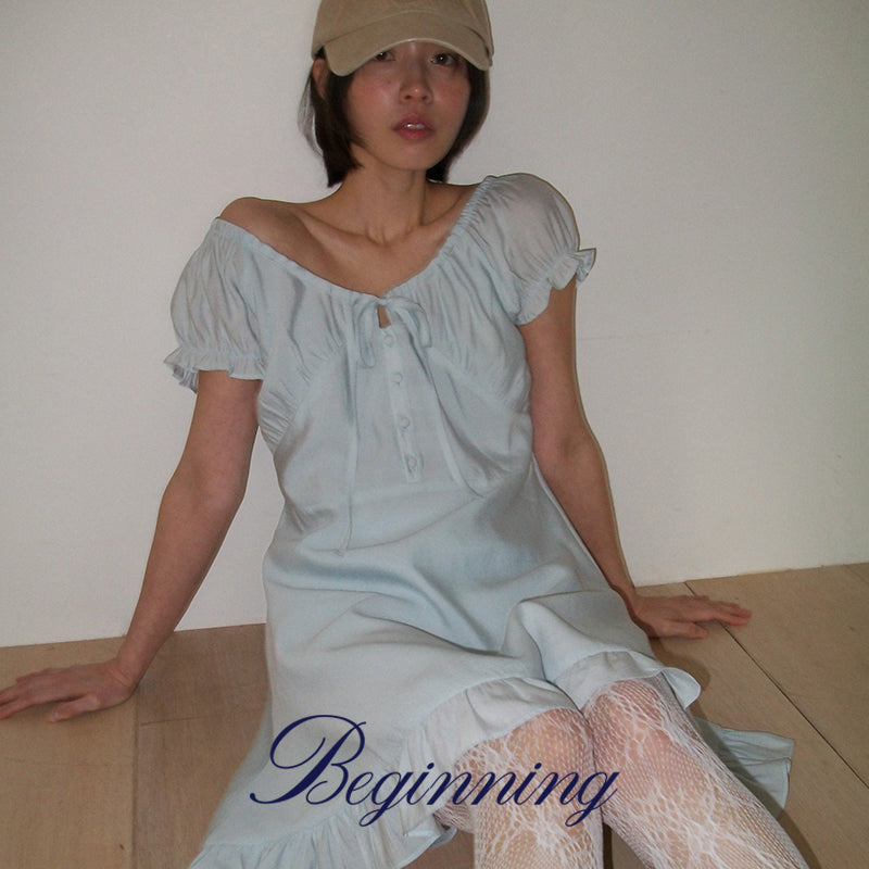 From-Being [MADE] Frill Ribbon Mini Dress (2 colors) (Dress Layered Look Layered Dress Spring Dress Resort Look Summer Dress Vintage Frill Spring)