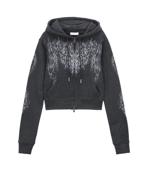 Scully Crop Hoodie (Melange Black)
