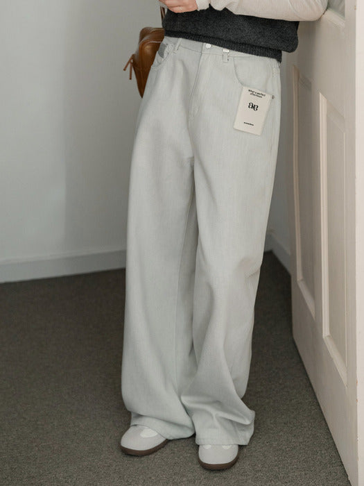 GRACIE TONE WIDE DENIM PANTS NNDP0001 (METAL GRAY)
