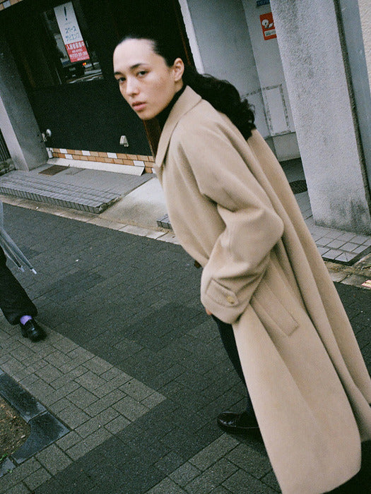 Exclusive RAGLAN WOOL COAT [CAMEL, BLACK]