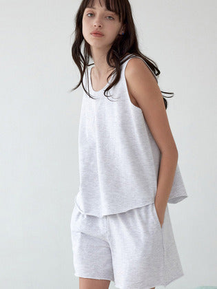 Cozynook Plain Cotton Sleeveless Women's Pajama Set