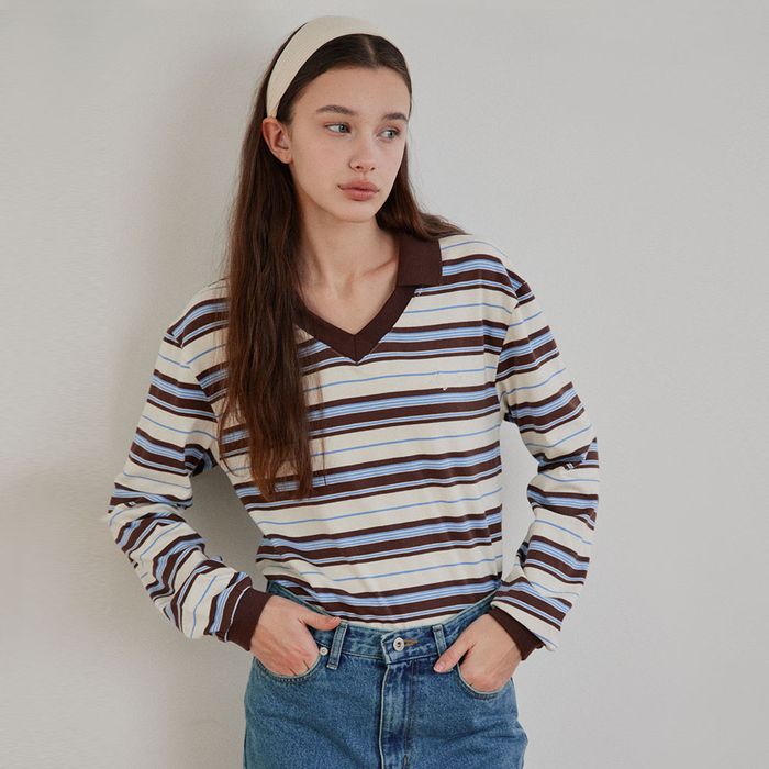 [2nd] PK Stripe Tee (Brown)