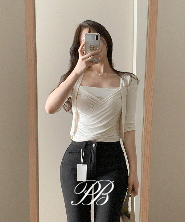 Purbit Mayu Wrapped Shirring Sleeveless Cardigan Set - 3 colors