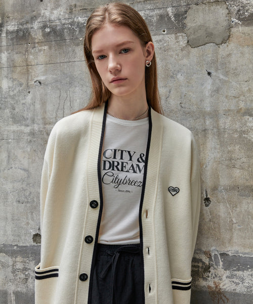 Line Point Knit Cardigan_CREAM