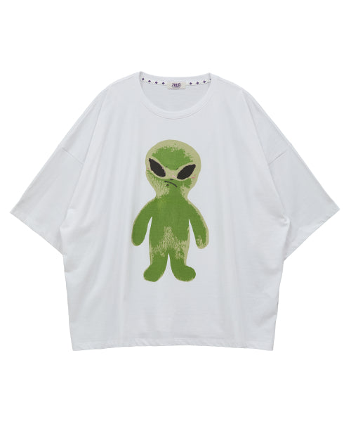 Alien Graphic Oversized Short Sleeve T-Shirt White