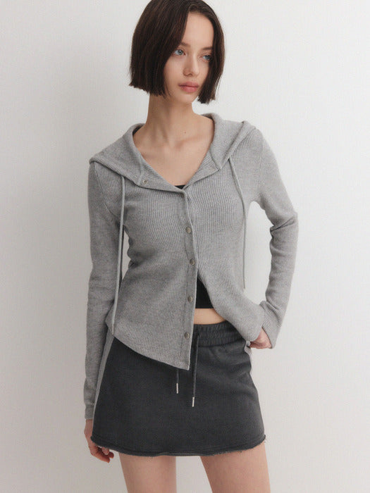 ARI HOODIE CARDIGAN_GRAY