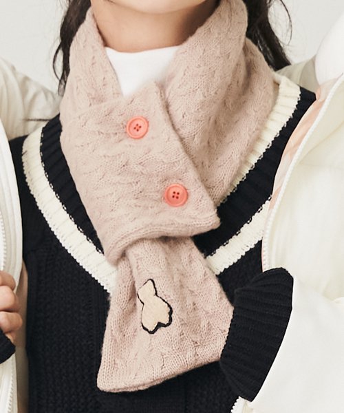 Short button muffler beige