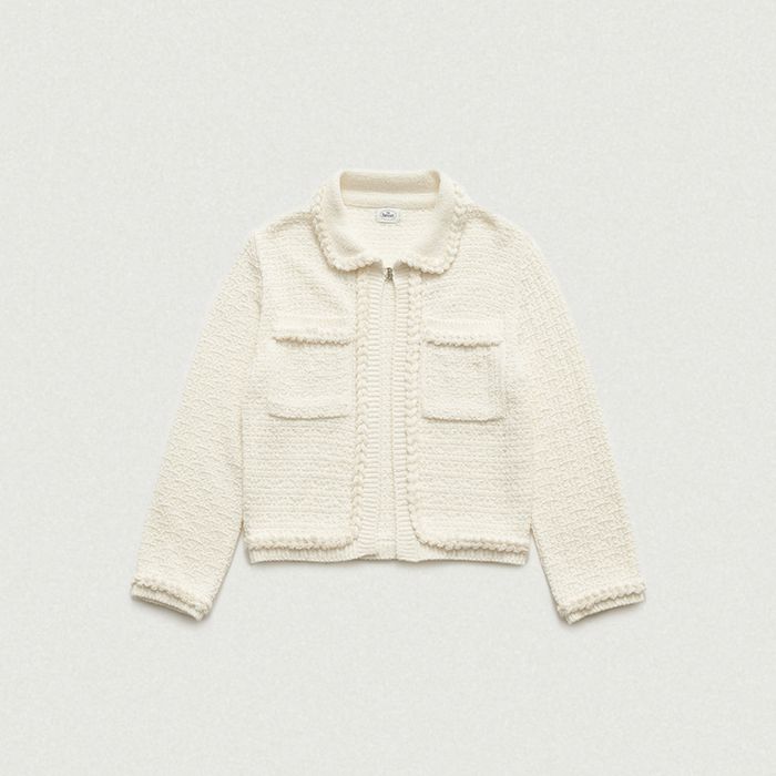 Vanessa Cotton Boucle Cardigan (Ivory)