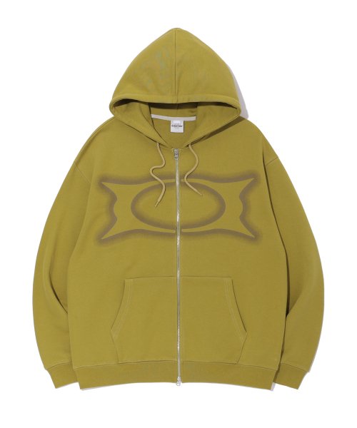 WORMHOLE LOGO HOODIE ZIP-UP OLIVE