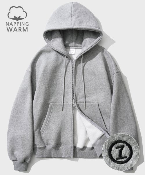 Log Overfit Two-Way Fleece Hoodie Zip-Up 6 Types Gray YHHD2462