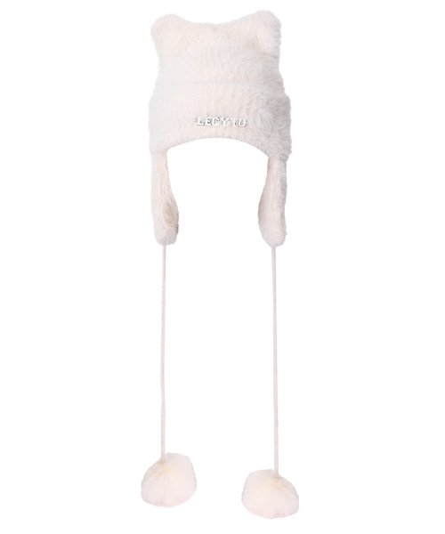 Angora Cat Earworm Beanie [Ivory]