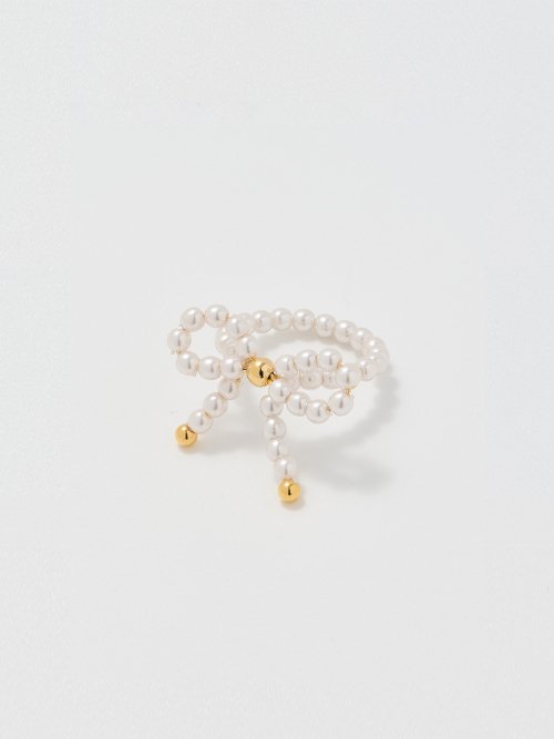 Pearl Ribbon Ring - White