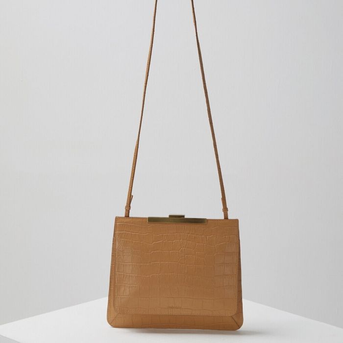 Double flat bag(Crocodile beige)