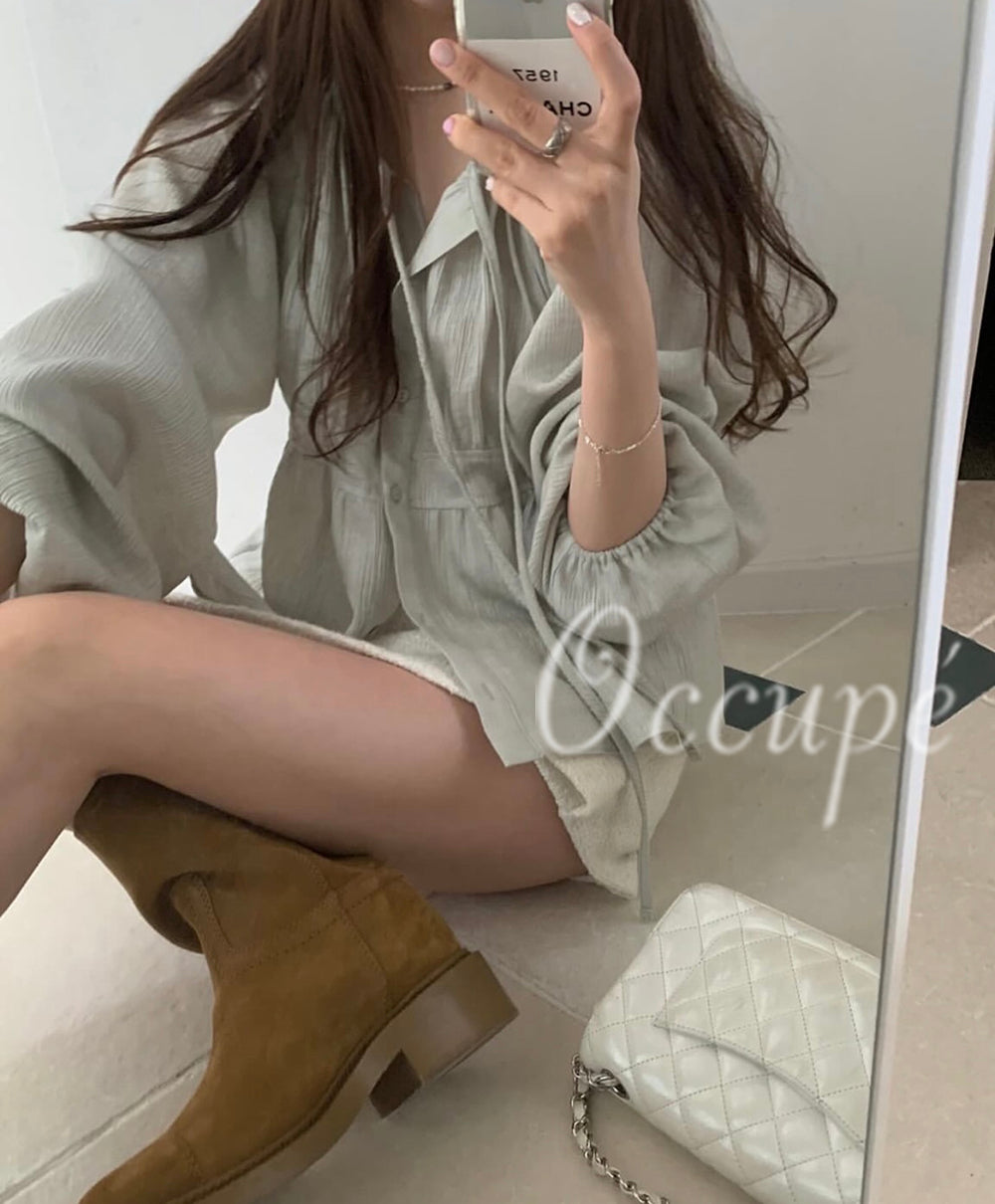 Okupe [Same-day Delivery] pyt Pretty Ting Juju Blouse (2 col) Prty Ting Guest Look Ribbon Blouse