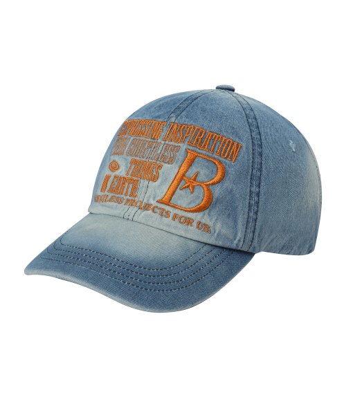 B LOGO Denim Ball Cap [Washed Orange]