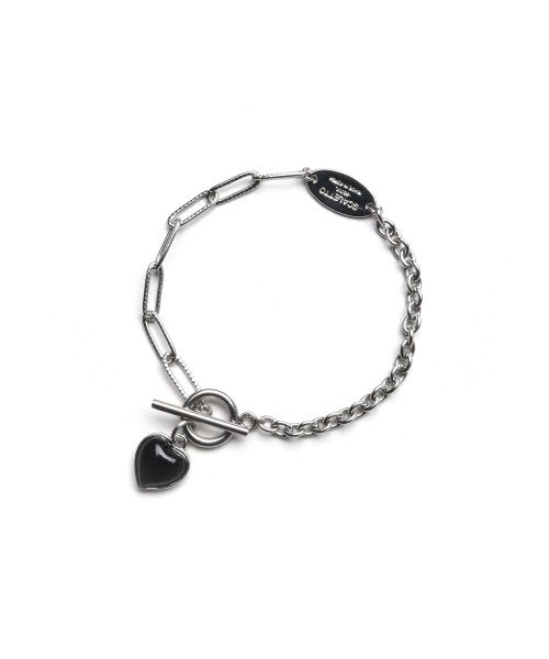 1163 [Surgical Steel] Unbalanced Toggle Black Part Bracelet