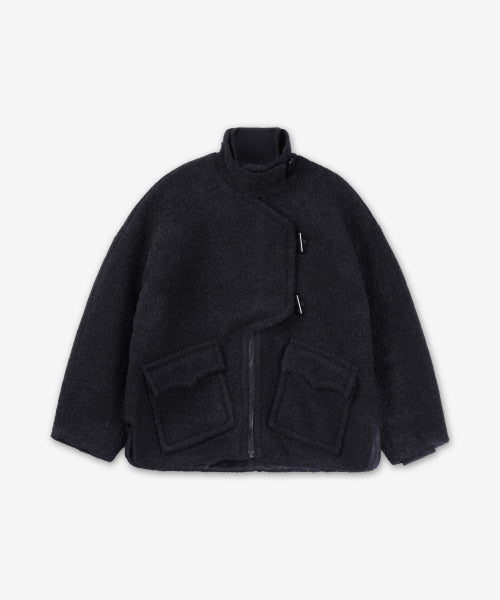 Drop Shoulder Half Placket Jacket - Black / F6533099