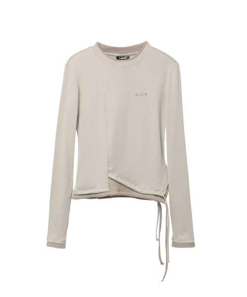 W Small Logo Layered T-Shirt - Brown