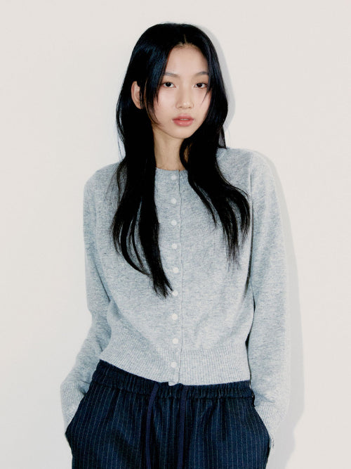 Merino Wool Basic Cardigan, Gray