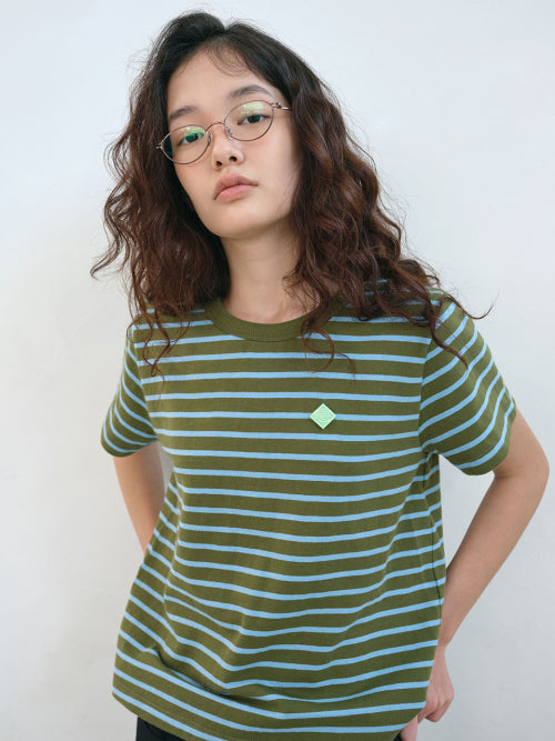 ストライプクラシックTシャツ（オリーブ）