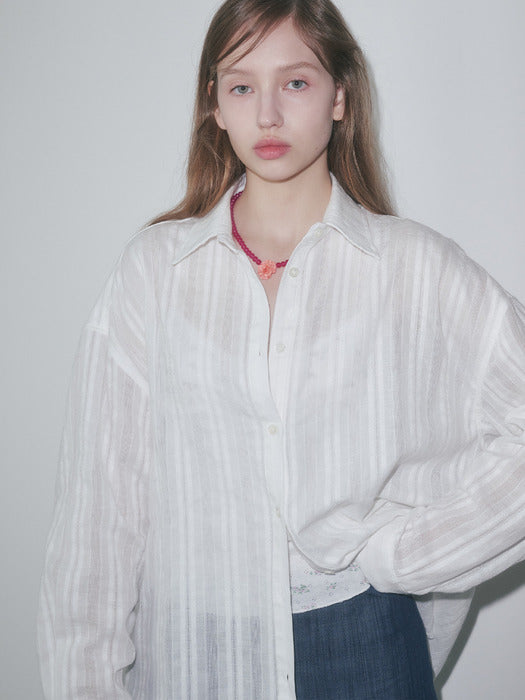 Eyelet Overfit Shirts, White