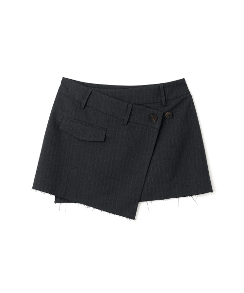 Slash Wrap Mini Skirt [Charcoal Gray]