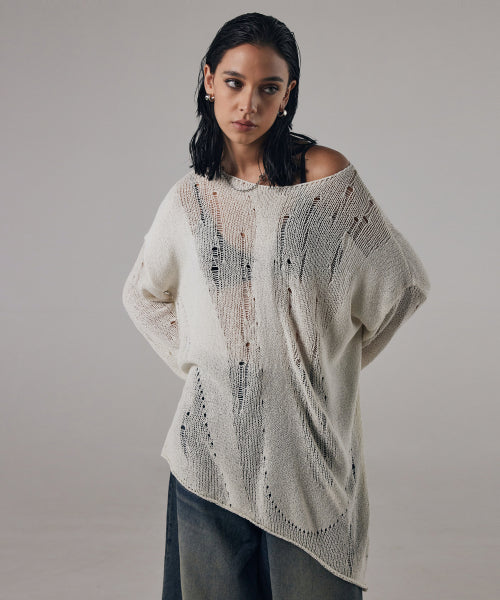 TREEMINGBIRD Brindled See-through Knit [ Ivory ] - Size & Reviews | MUSINSA