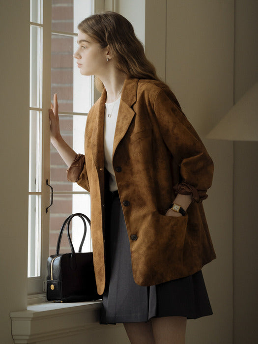All brush suede jacket_Brown