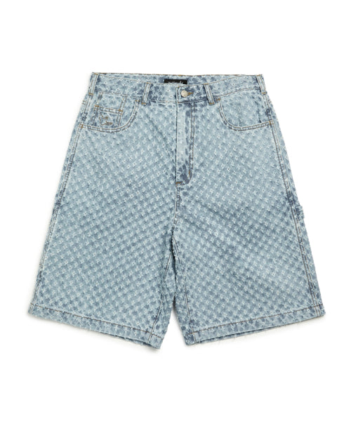 Angel Eyelet Bermuda Denim Shorts - L/BLUE