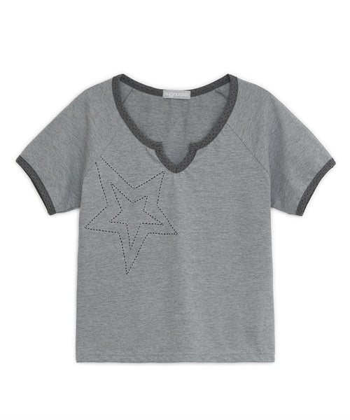 Star Stitch Top (Gray)