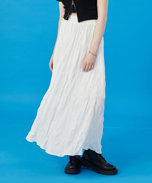 WOMEN Cooling Refrigerator Mamong Pleated Flare Long Skirt [WHITE] Long Skirt ver.