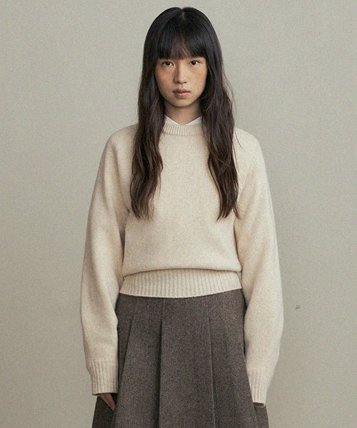 whole garment volume knit-cream