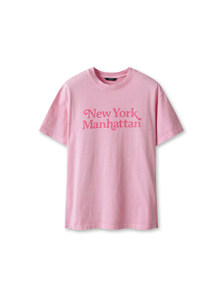 Top10 Women) Garment Dying Graphic Short-sleeved T-shirt (NEWYORK)_MSF2TS2011PK