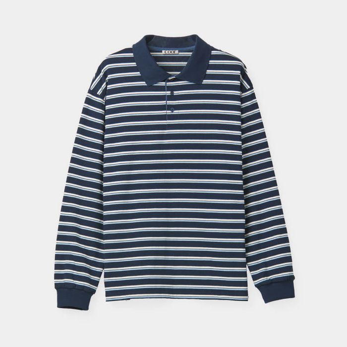 Oversized Stripe PK T-shirt (Navy)