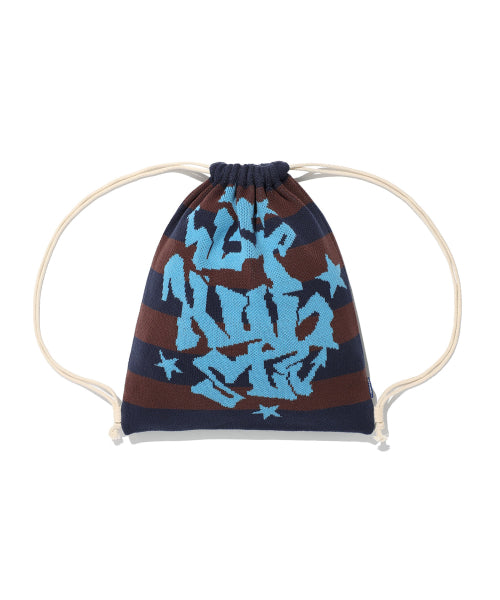 STRIPE KNIT GYM SACK_NAVY(IK2EFMAB43A)