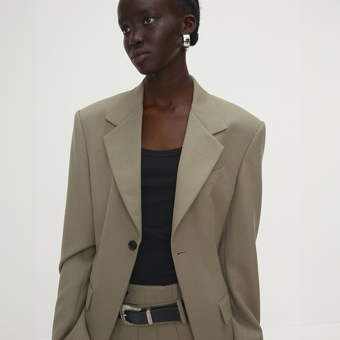 WOOL TWILL SINGLE-BREASTED BLAZER_ KHAKI