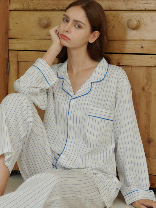 (uni) Rubric Stripe Long Sleeve Pajama Set