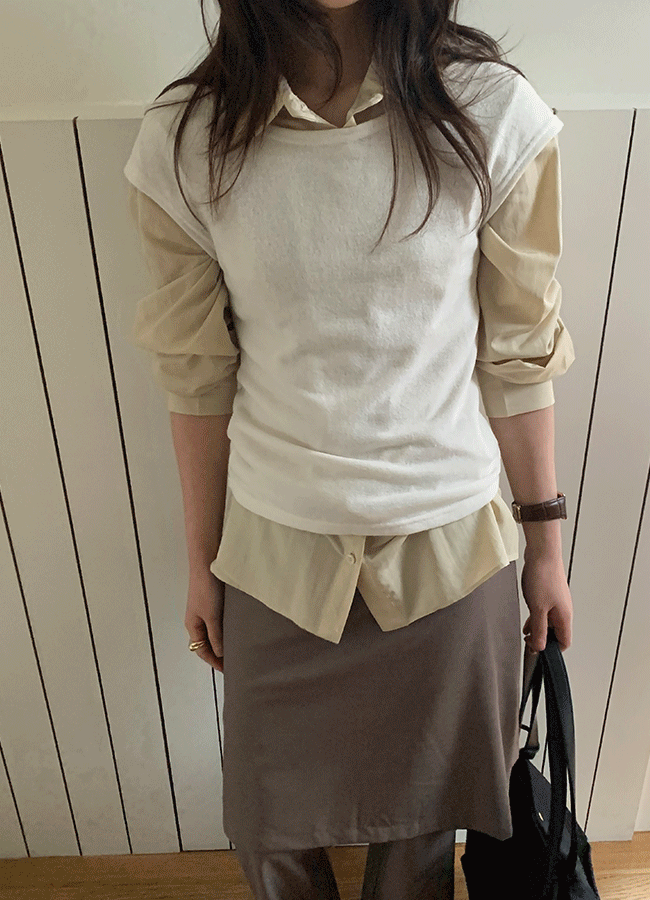 Uini [Layered] Simple cap sleep top (3 colors)