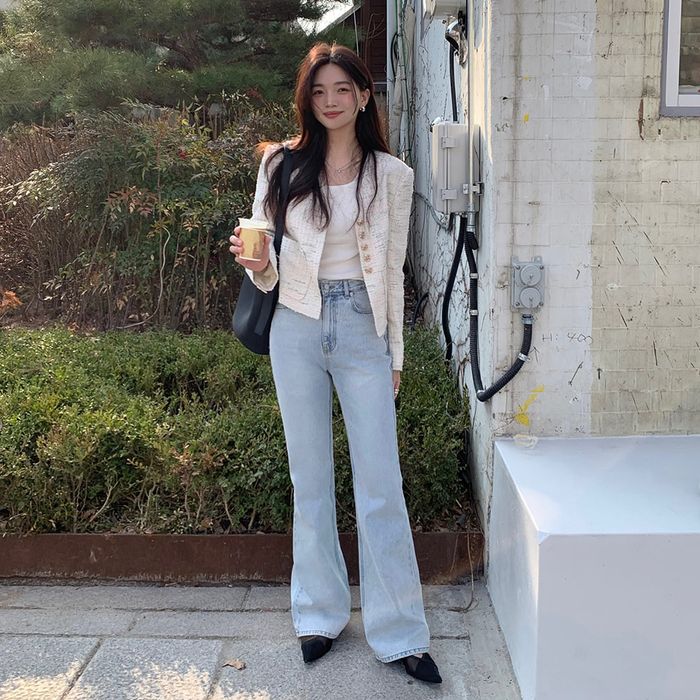 [Wearing Fool] [Length] Semi-Bootcut Denim [LMBESPDN5202]-Light Blue