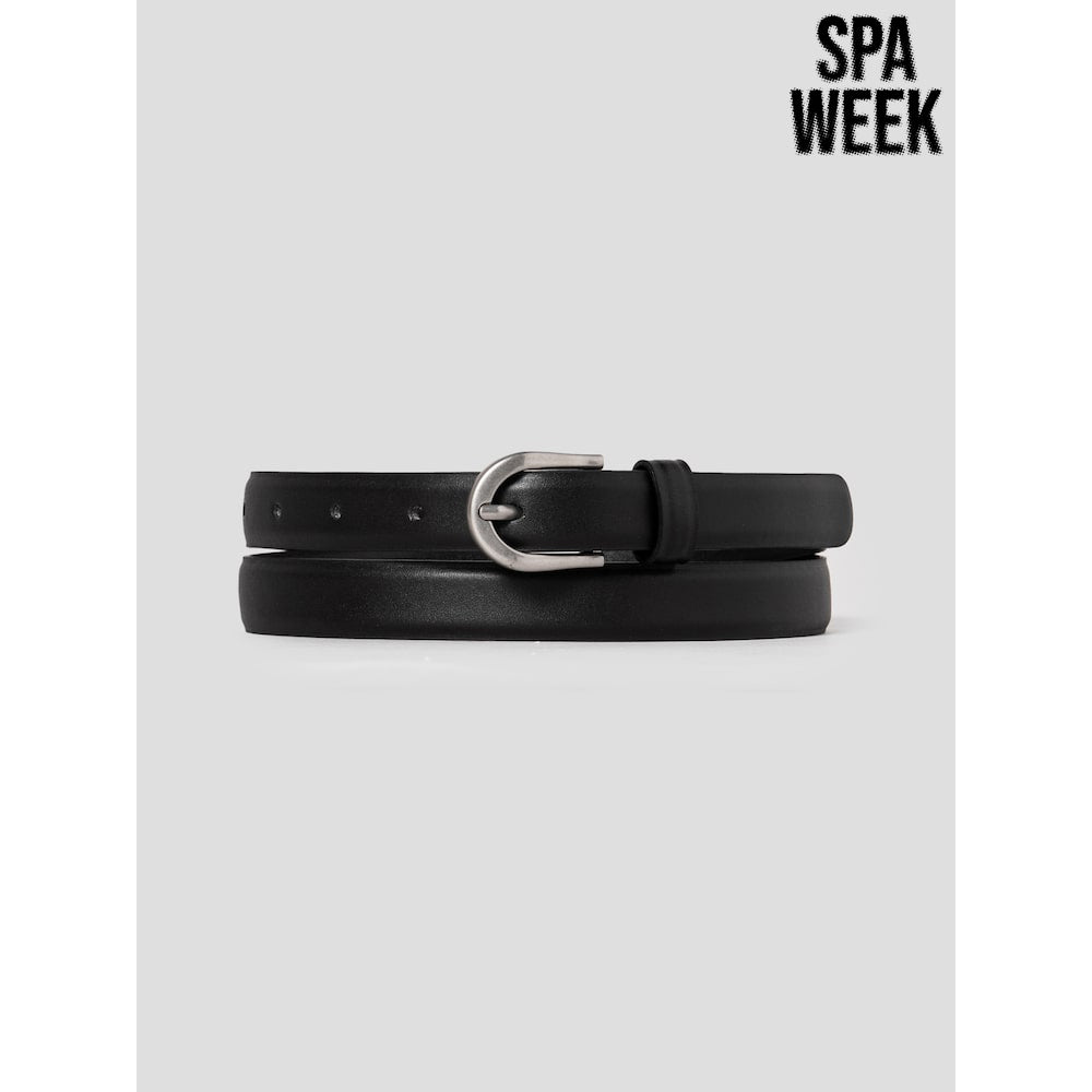 8 Seconds [Real Leather] 20 mm Round Buckle Belt Black (19518OWYC5)