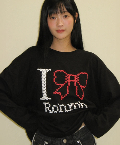 I RIBBON OVER FIT LONG SLEEVE T-SHIRT BLACK