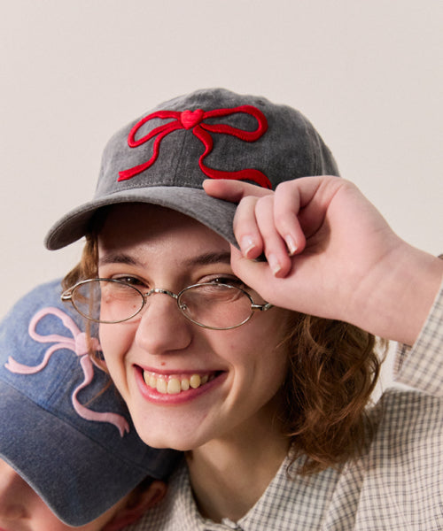 Heart Ribbon Ball Cap Charcoal