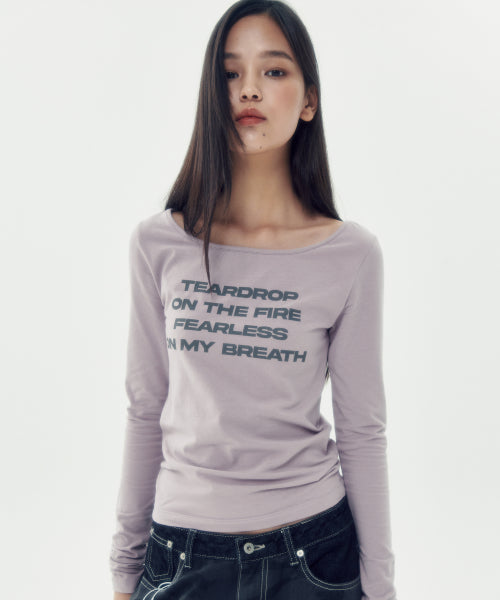 RUNNINGHIGH Lettering Slim L/S Tee [Light Purple] - Size & Reviews | MUSINSA