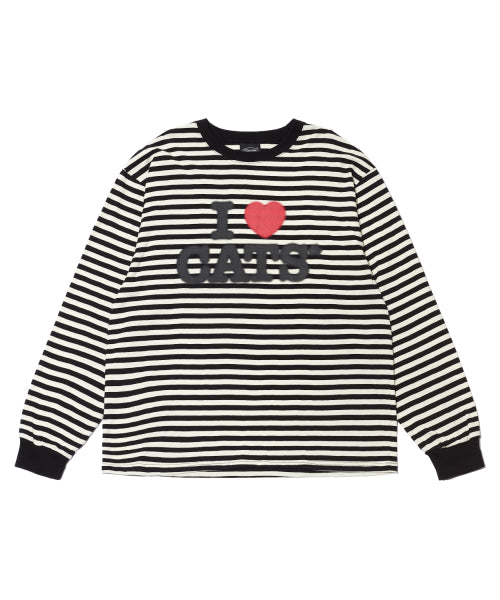 I LOVE CATS STRIPE LONG SLEEVE
