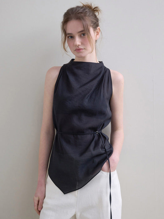 [2차리오더]Drape See-Through Blouse