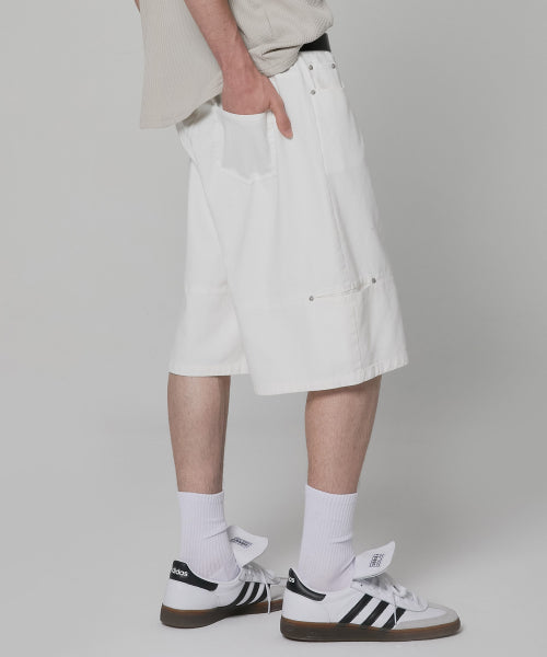 Unisex Cotton Cut Bermuda Shorts (White)