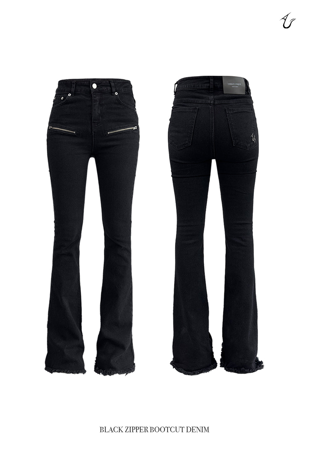Urban Unique [MADE/Same-day shipping] black zipper bootcut denim